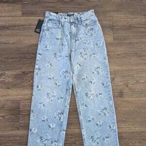NWT Wild Fable 90's Relaxed Straight Floral Jeans, size 0